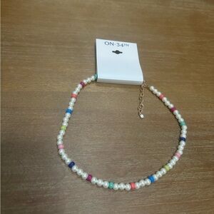 ON-34TH Pearl and Multicolor Beaded Necklace